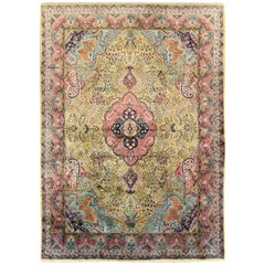Vintage Persian Qum Silk Carpet