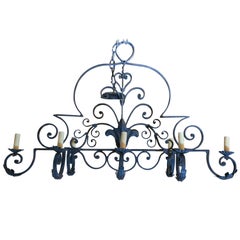 Eight-Light Cast Iron Horizontal Tree-Of Life Shape Chandelier