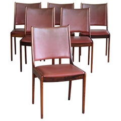 Set of Six Danish Dining Chairs in Rosewood and Leather by Johannes Andersen