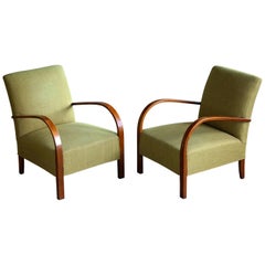 Pair of Early Midcentury Danish Art Deco Low Lounge Chairs