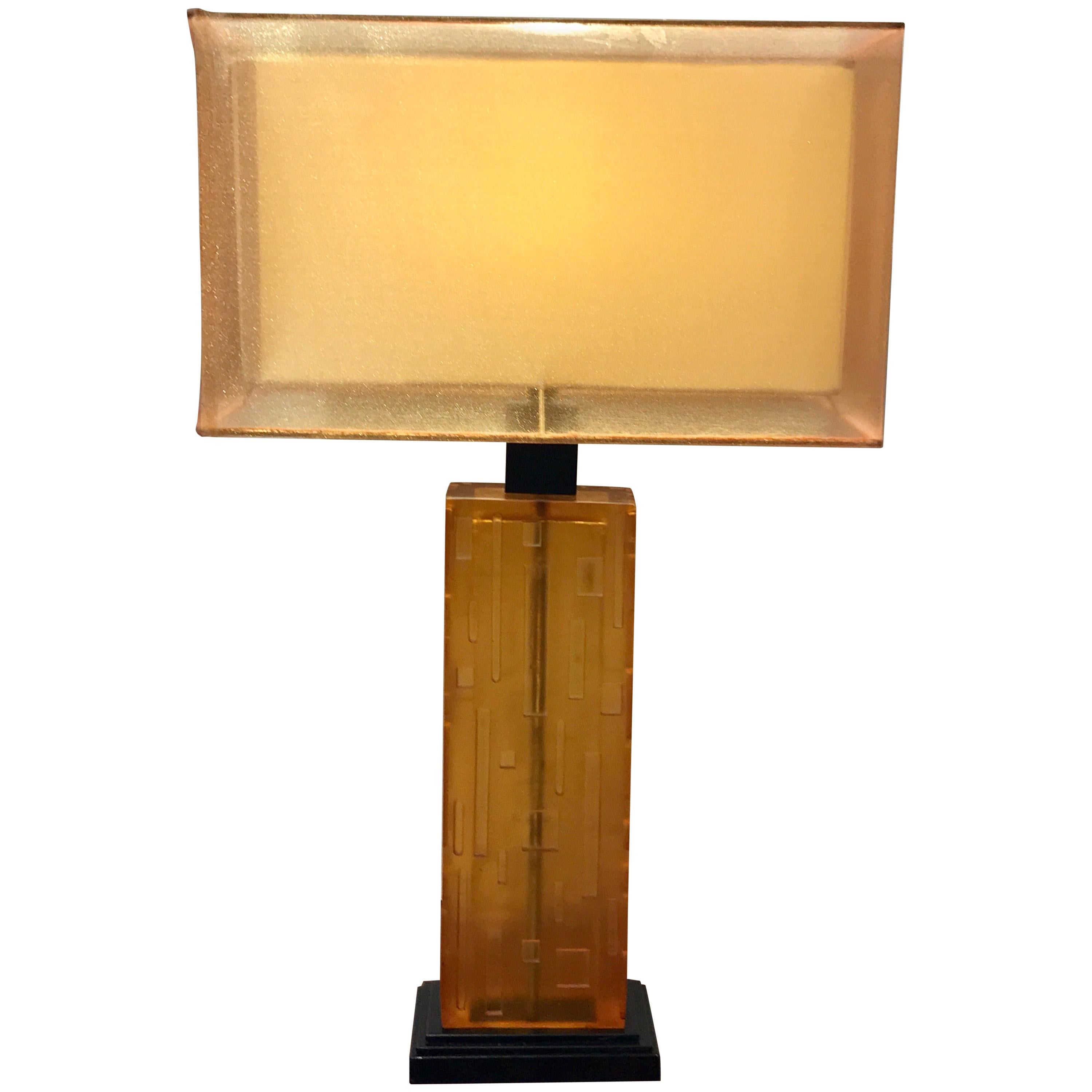 Pair Stunning Vintage Lucite Lamps With Acrylic Shades at 1stDibs
