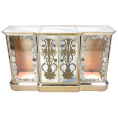 1950s French Mirrored Eglomise Dry Bar Cabinet