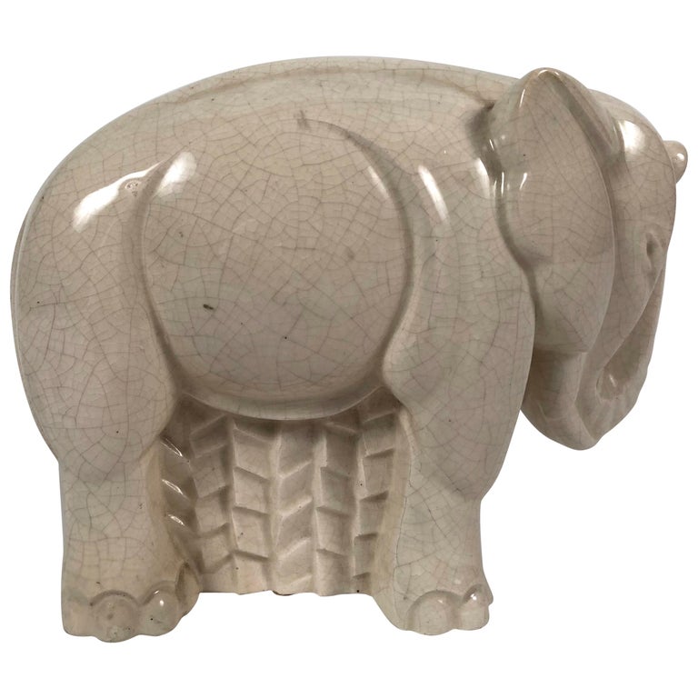 Art Deco Ceramic Elephant Sculpture at 1stDibs