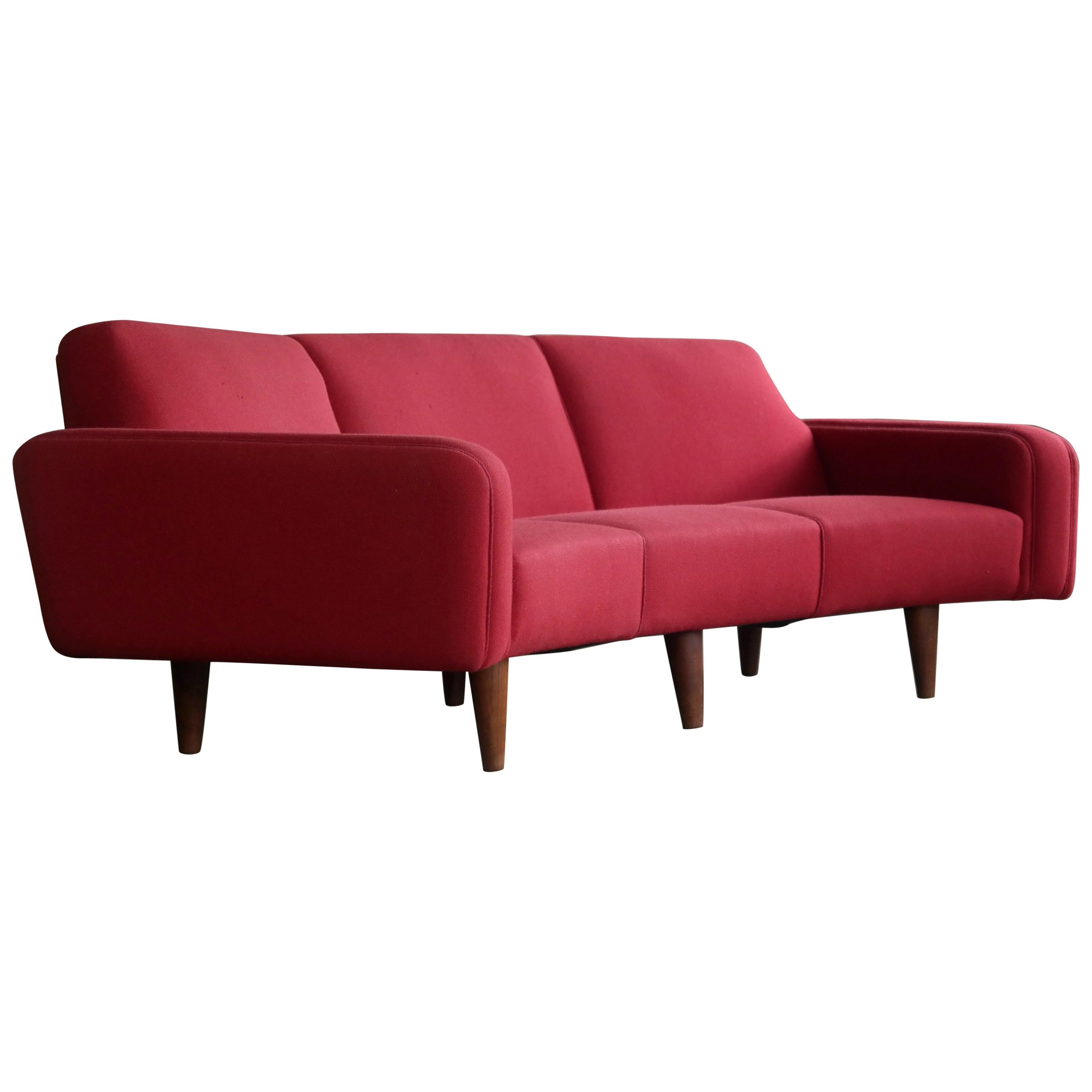 Large Danish 1960s Illum Wikkelso Designed Curved Sofa Model 450 for Aarhus
