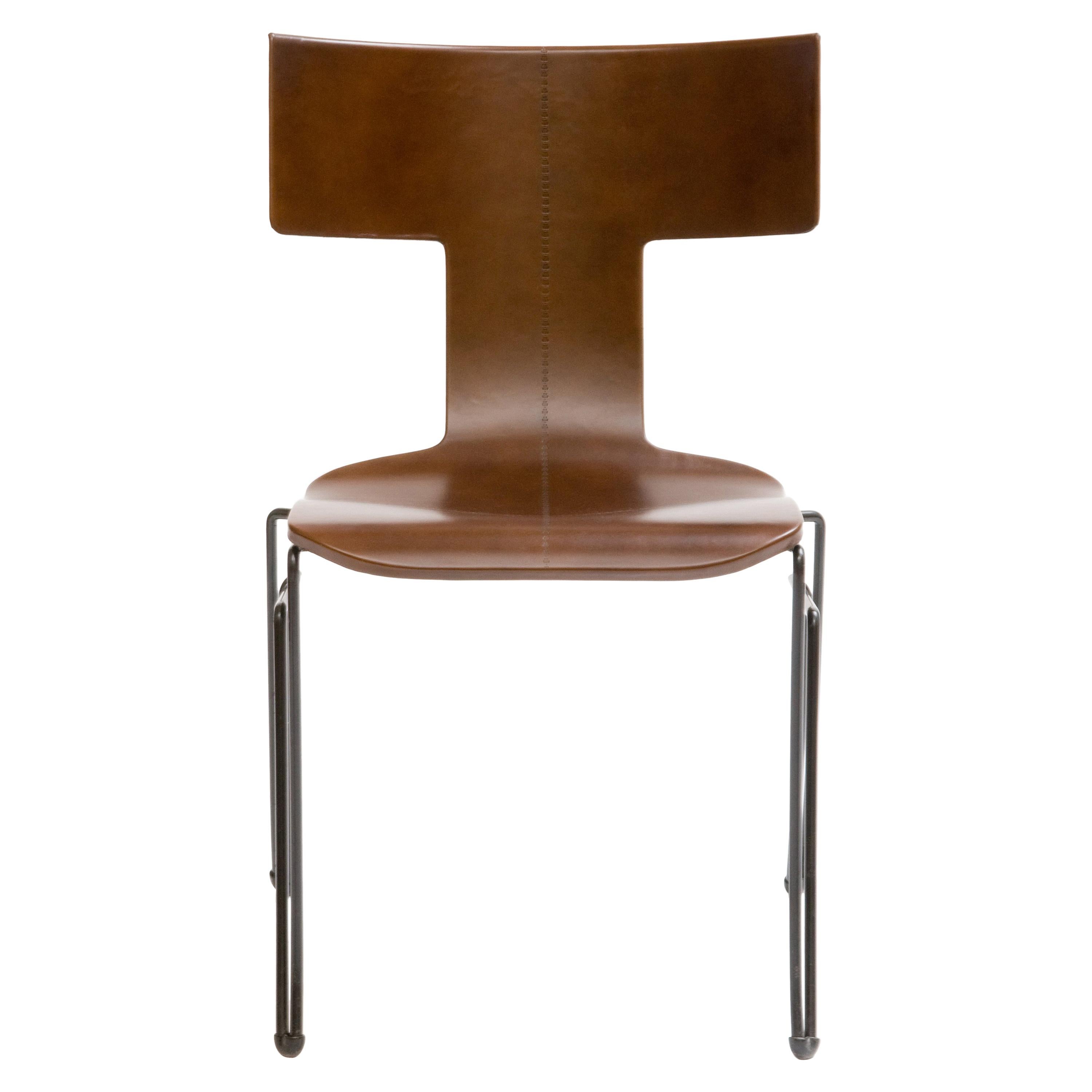 Donghia Anziano Occasional Chair in Cognac Leather For Sale