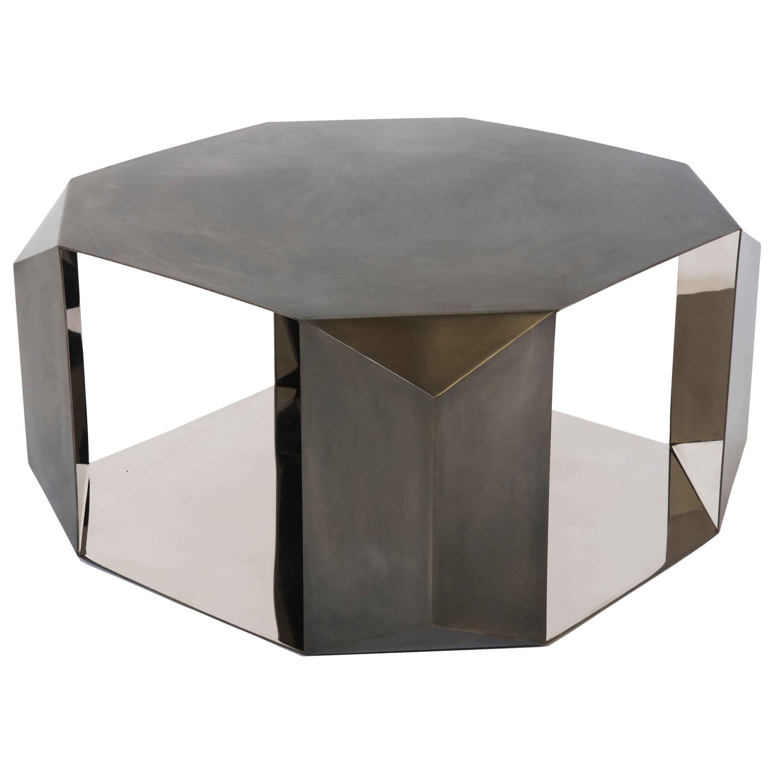Donghia Origami Cocktail Table in Stainless Steel and Polished Mirror Finish For Sale