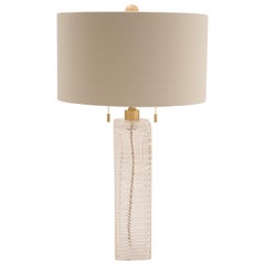 Donghia Alto Table Lamp & Shade, Murano Glass in Clear with Handblown Ripples