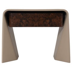 Donghia Tendu Leather End Table in Tortora Leather and Wood