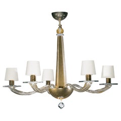 Donghia Stellare Tall Chandelier, Murano Glass in Gold Dust with Drum Shades