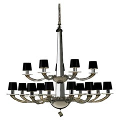 Donghia Stellare Grande Chandelier, Murano Glass in Gray with Drum Shades