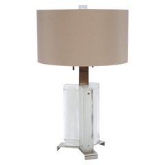 Donghia Muse Table Lamp and Shade, Bubbled Glass in Ice