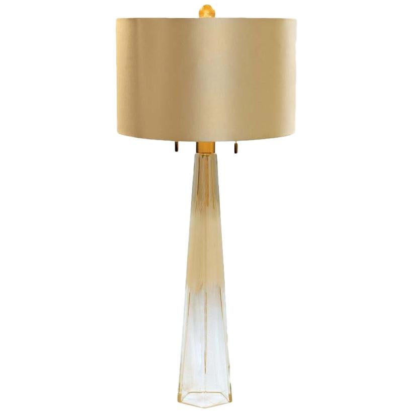 Donghia Obelisco Table Lamp with Shade, Murano Glass in Gold Dust For Sale
