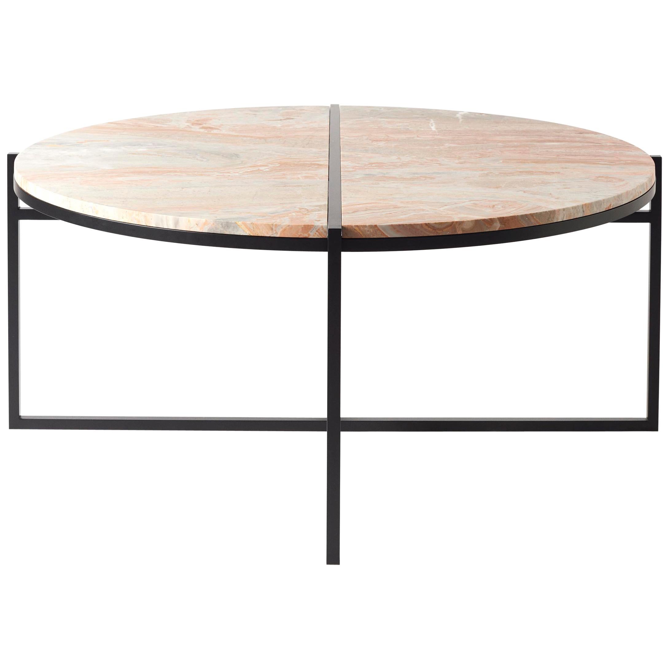 Contemporary Coffee Table, Orobico Marble, Minimalist, Modern, Unique, Round For Sale