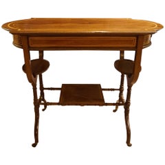 Mahogany and Maple Inlaid Work or Occasional Table