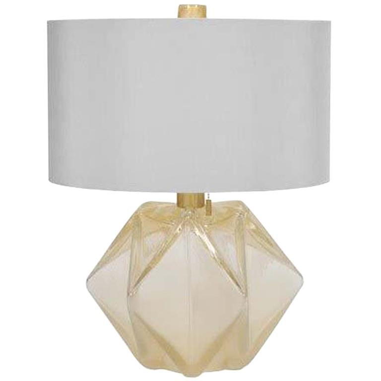 Donghia Prong Lamp and Shade, Venetian Glass in Gold Dust with Satin Finish For Sale