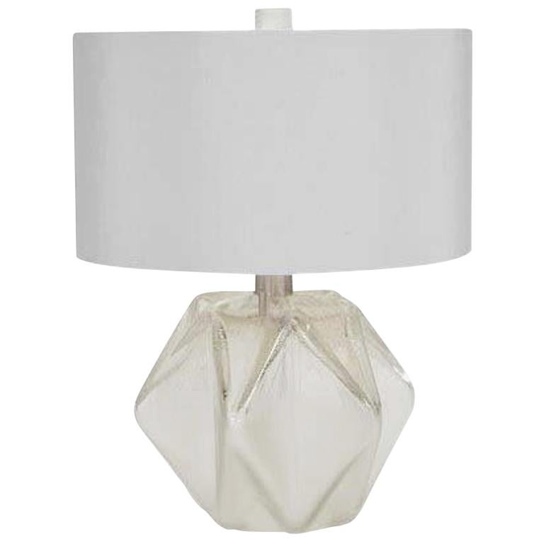 Donghia Prong Lamp and Shade, Venetian Glass in Silver Dust with Satin Finish For Sale