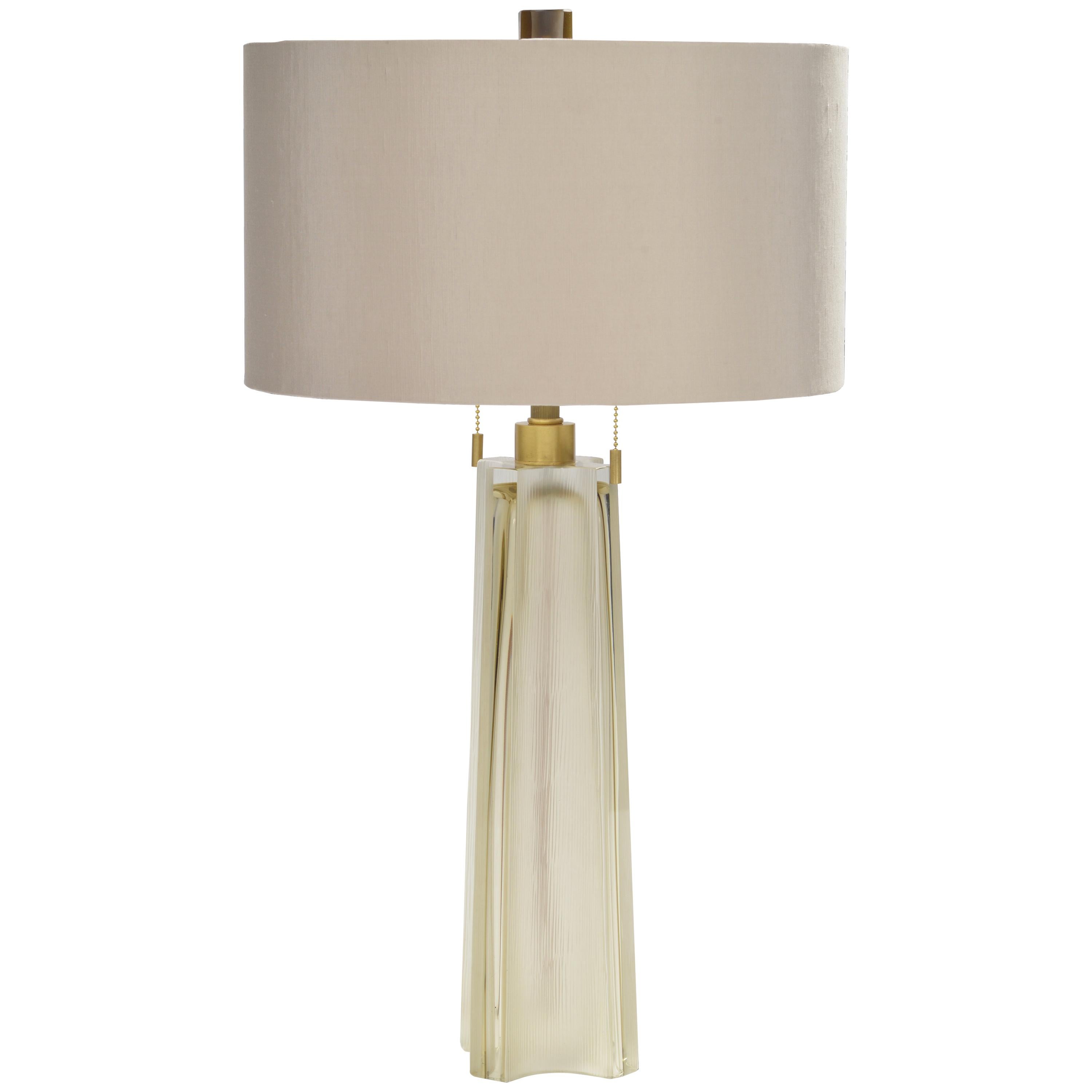 Donghia Quatrefoil Battuto Lamp and Shade, Citron Murano Glass with Satin Finish For Sale