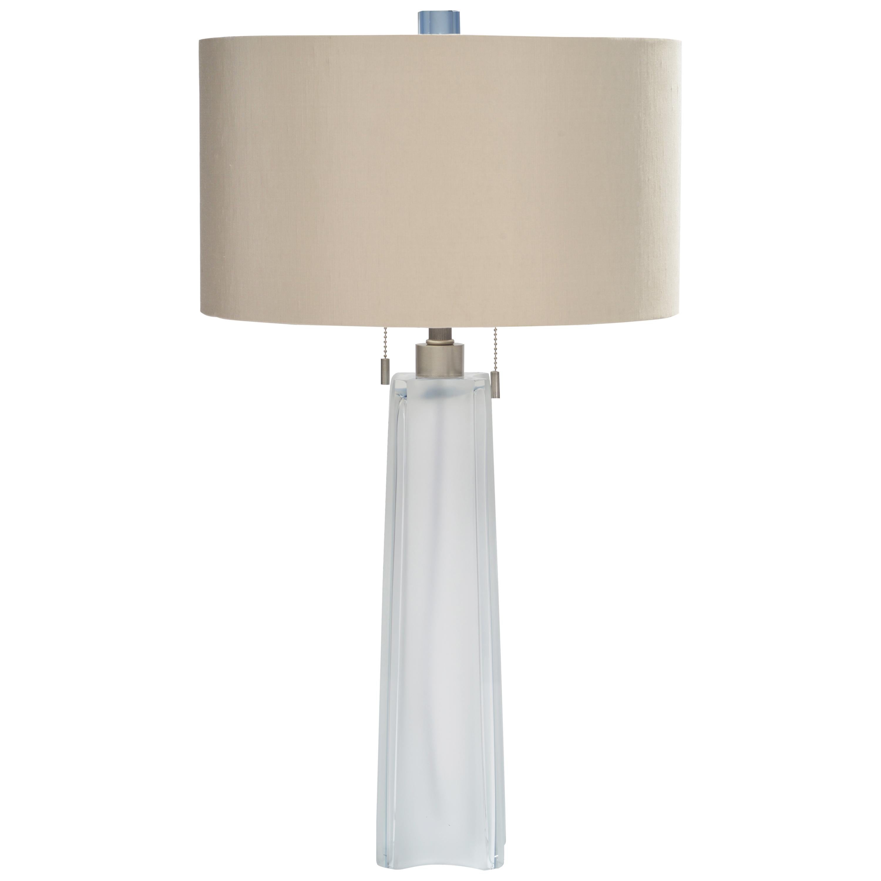 Donghia Quatrefoil Satin Lamp & Shade, Periwinkle Murano Glass with Satin Finish For Sale