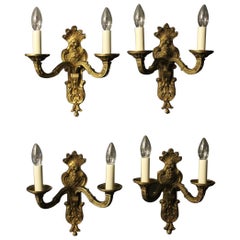 French Set of Four Bronze Mazarin Antique Wall Lights