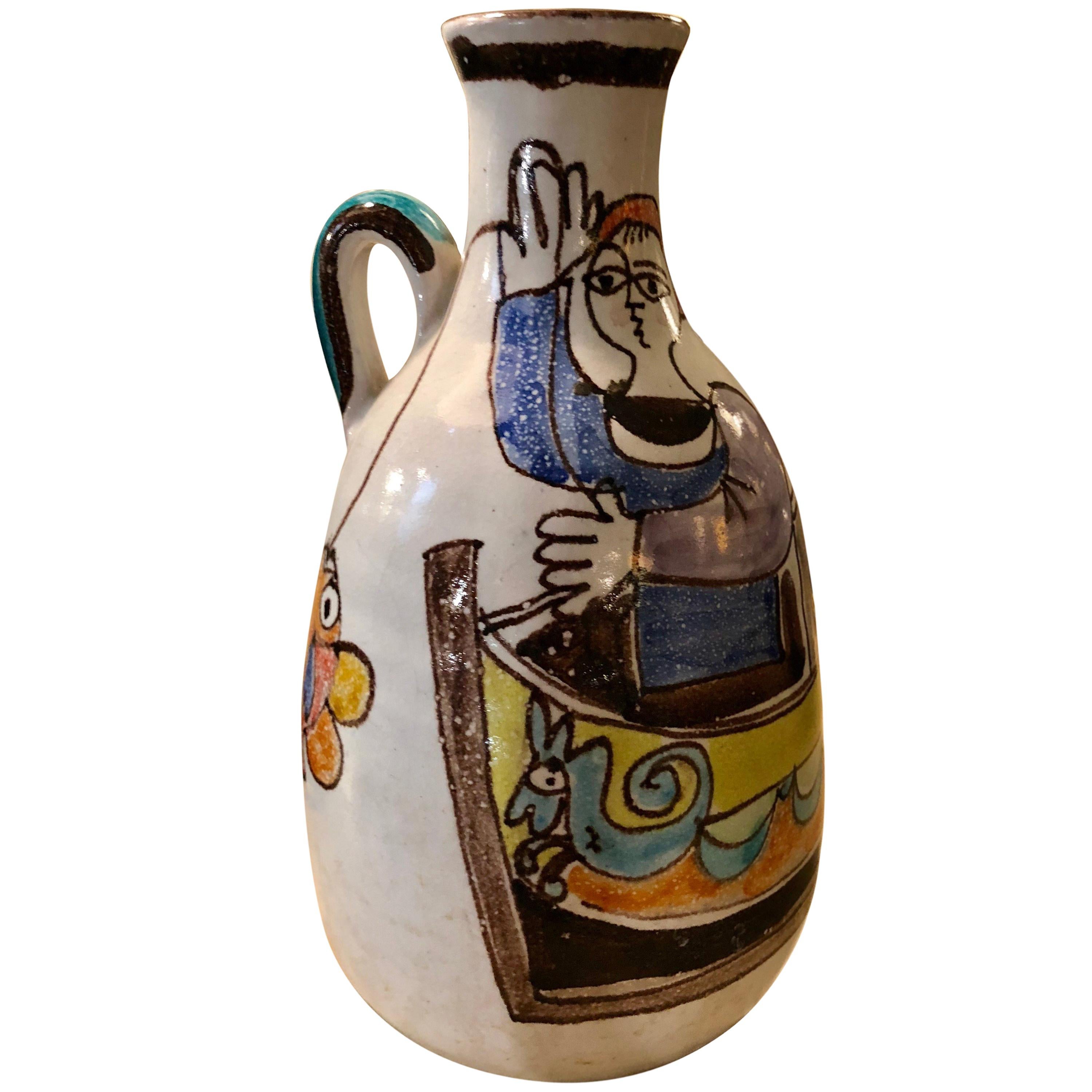 Ceramic Vase 1960s De Simone Bottle, Sicily