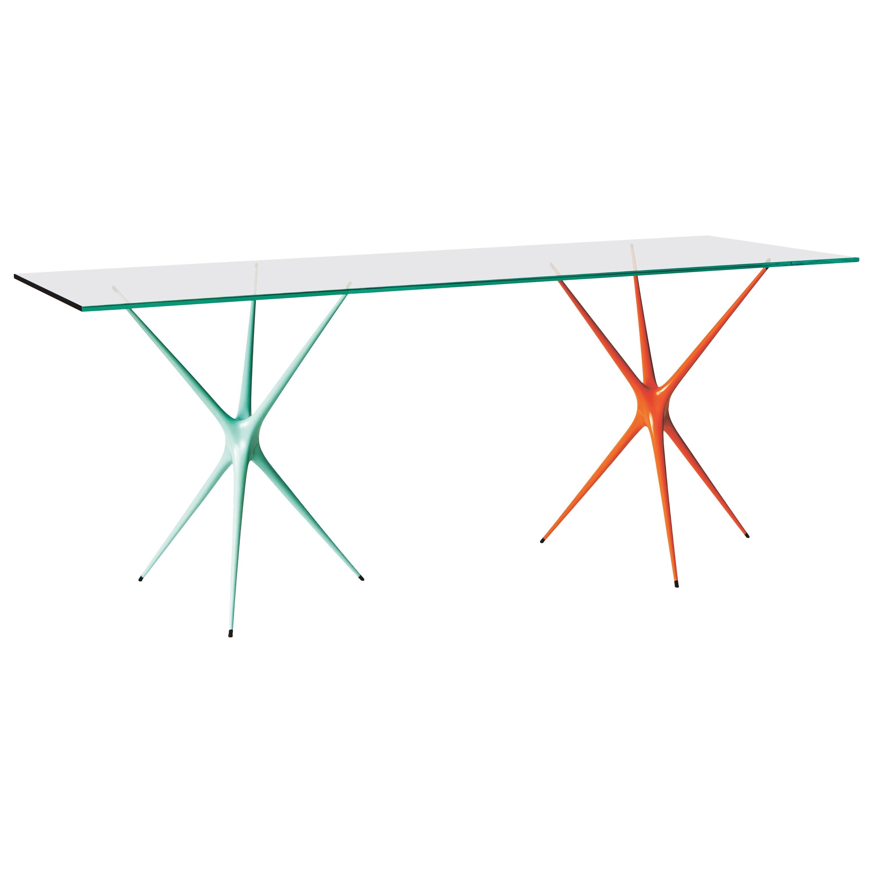 Supernova, Recycled Cast Aluminum Trestle Table Legs & Glass by Made in Ratio