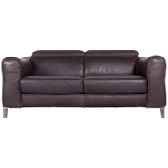 Natuzzi Designer Leather Sofa Two-Seat Couch Brown