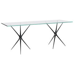 Supernova, Recycled Cast Aluminum Black Trestles & Glass Desk by Made in Ratio