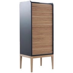 Tapparelle L Dark Blue Cabinet. Base and Sliding Shutter in natural Oak