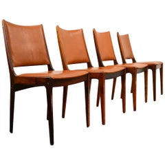 Vintage Johannes Andersen Palisander/Leather Dining Chairs, Set of Four