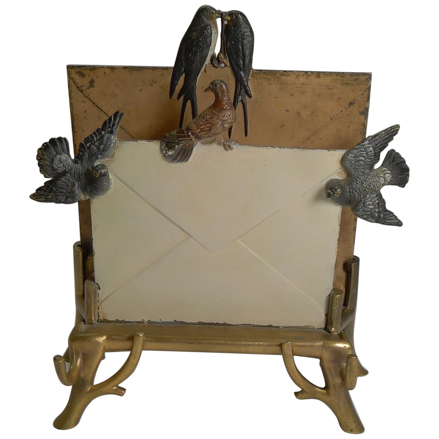 Rare Cold Painted Vienna Bronze Letter Rack or Holder, circa 1890 For Sale at 1stDibs