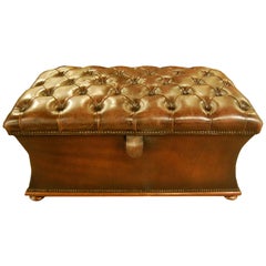 Ottoman Trunk in Buttoned Hide with Concave Sides