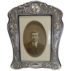 Antique Outstanding English Sterling Silver Art Nouveau Photograph Frame, 1903