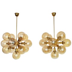 Austrian Hollywood Regency Brass and Glass Sputnik Chandelier, 1960s, Set of Two