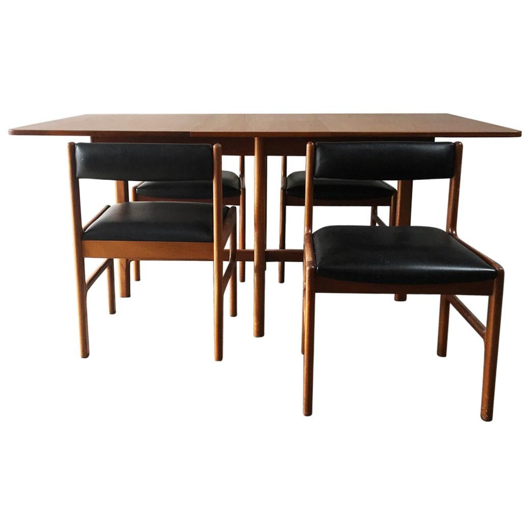 1970s Midcentury Extending Dining Table and Chair Set by McIntosh For Sale