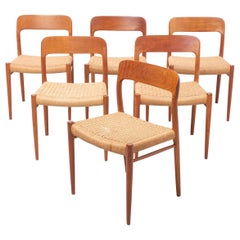 Set Paper Cord Dining Chairs by Niels Møller, Denmark, 1954