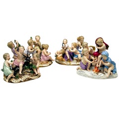 Figurines des quatre saisons de Meissen par Kaendler:: vers 1850