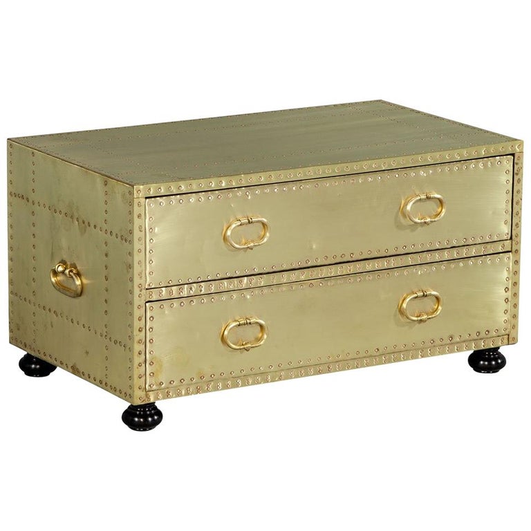 Vintage Brass Chest Side Table at 1stDibs