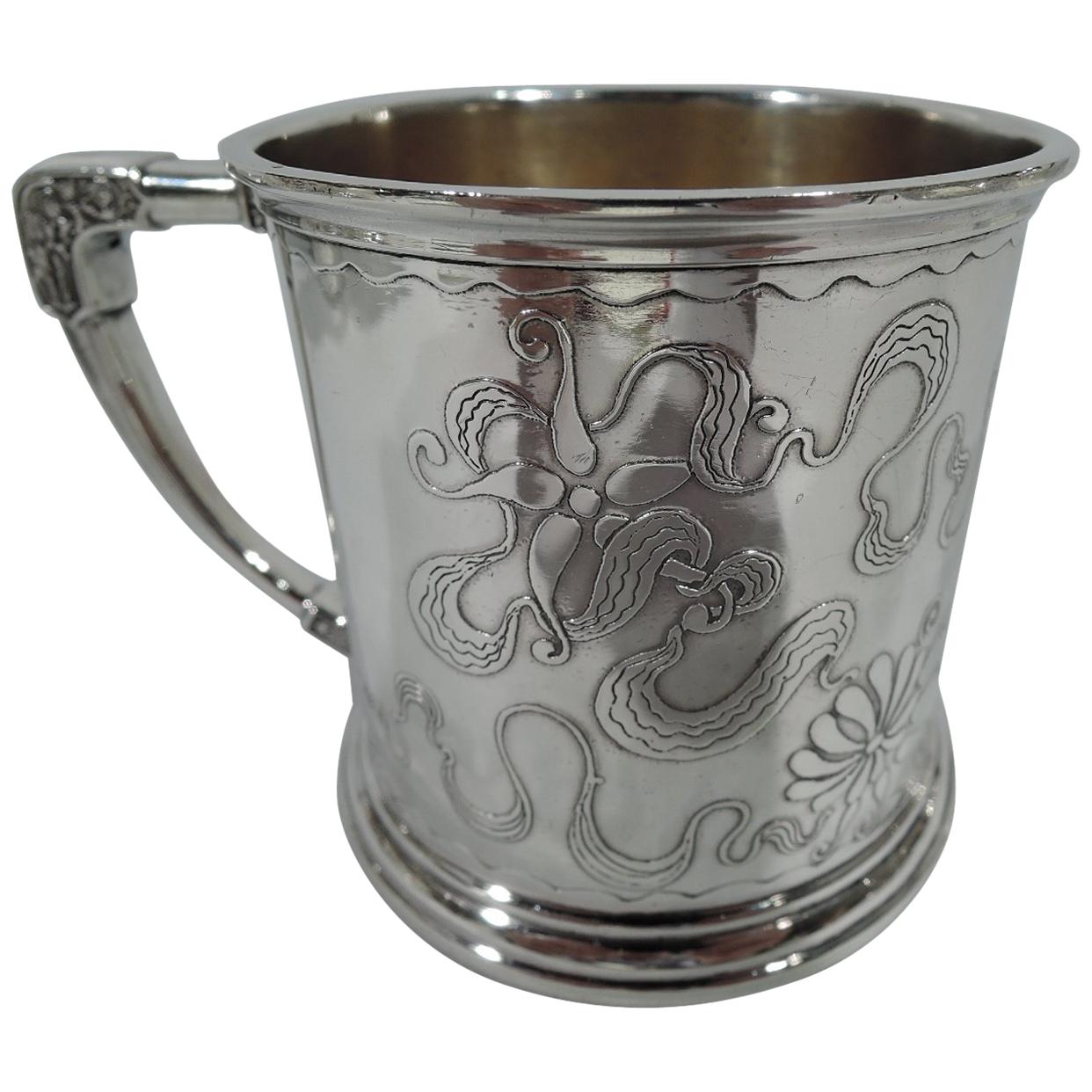 Stylistically Advanced Art Nouveau Sterling Silver Baby Cup by Whiting