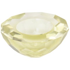 Vintage Italian Murano Diamond Faceted Geode Sommerso Glass Bowl