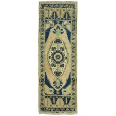 Vintage Turkish Small Runner Throw Rug