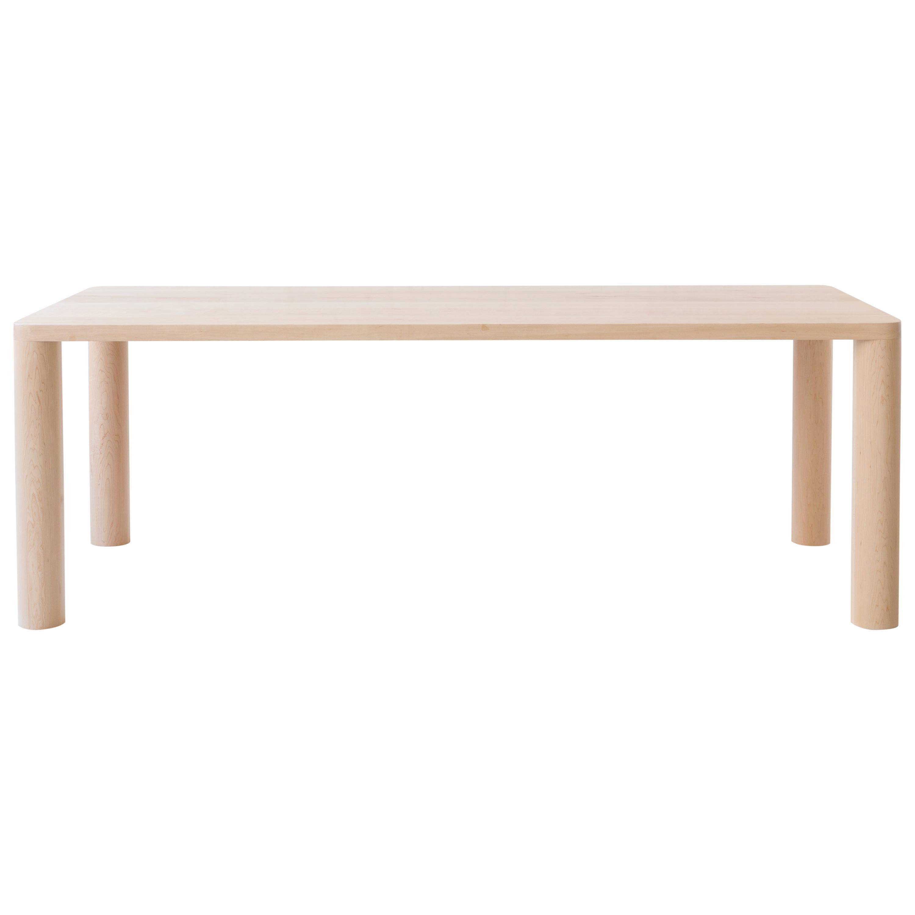 Contemporary Wood Corner Leg Column Dining Table in White Oak by Fort Standard