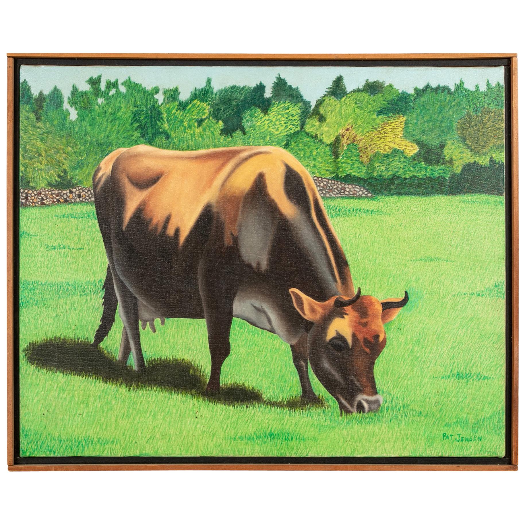 Pat Jensen Oil on Canvas, "Cowscape #4"