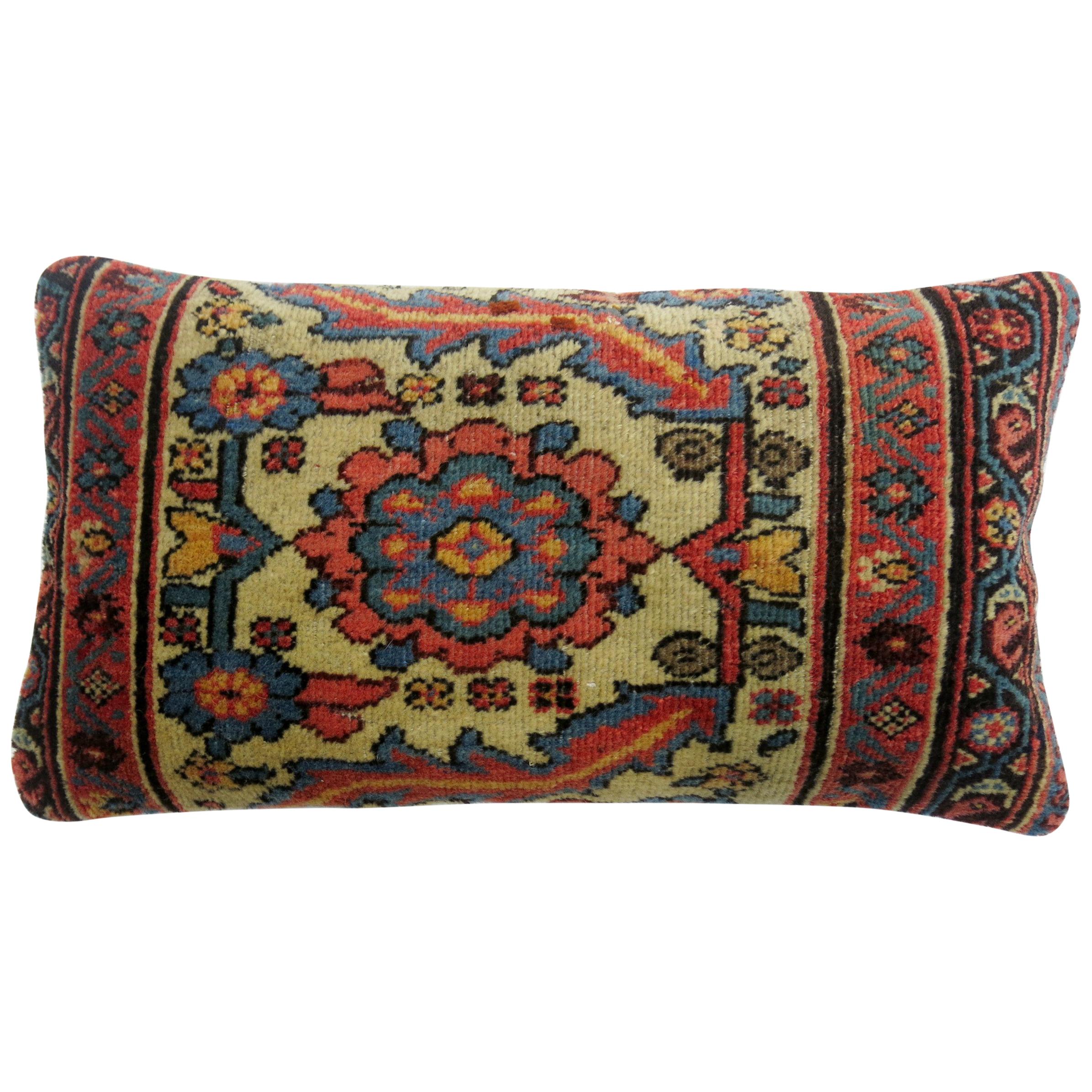 Antique Persian Mahal Bolster Rug Pillow