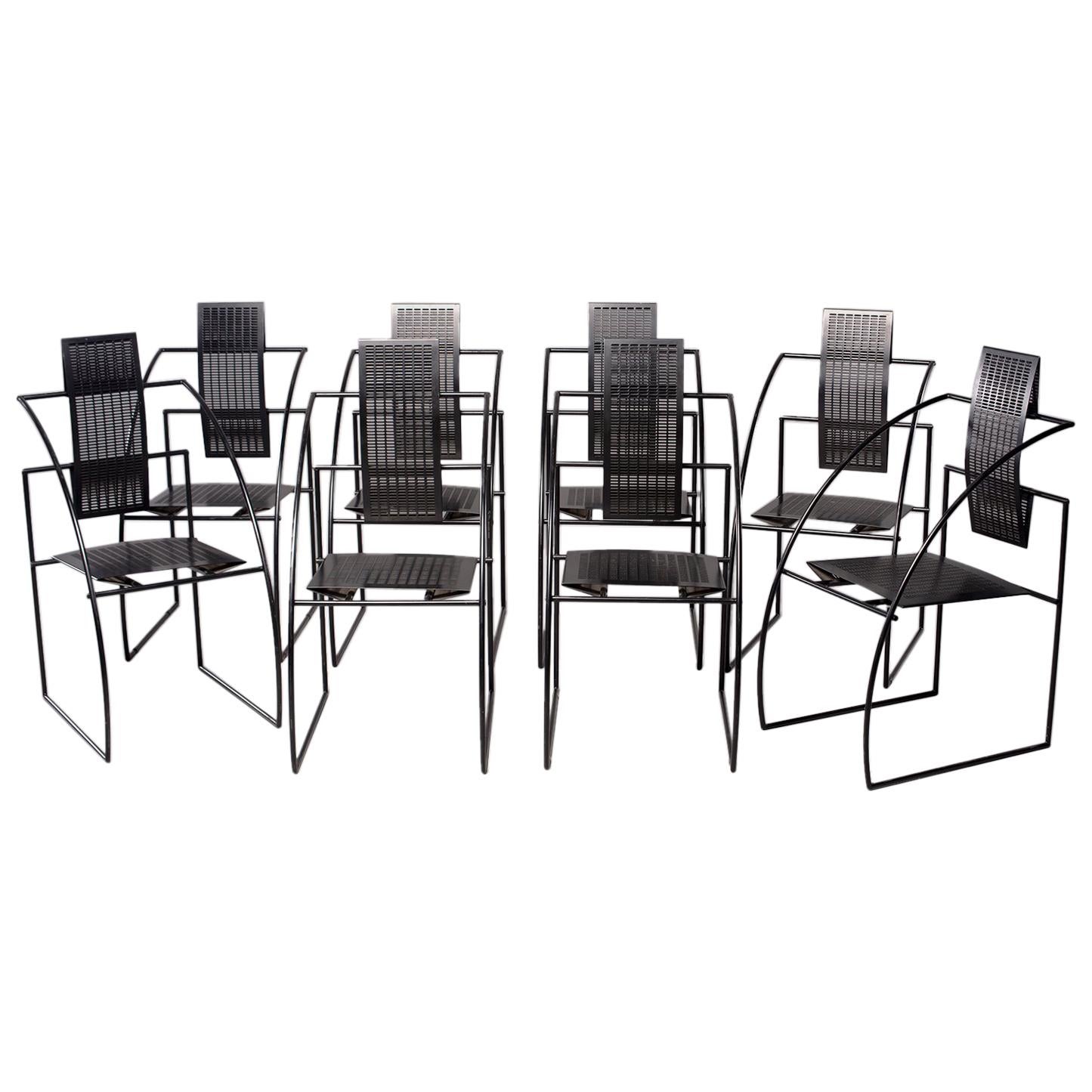 Set of Eight Alias Italian Mario Botta Quinta Op Art Chairs