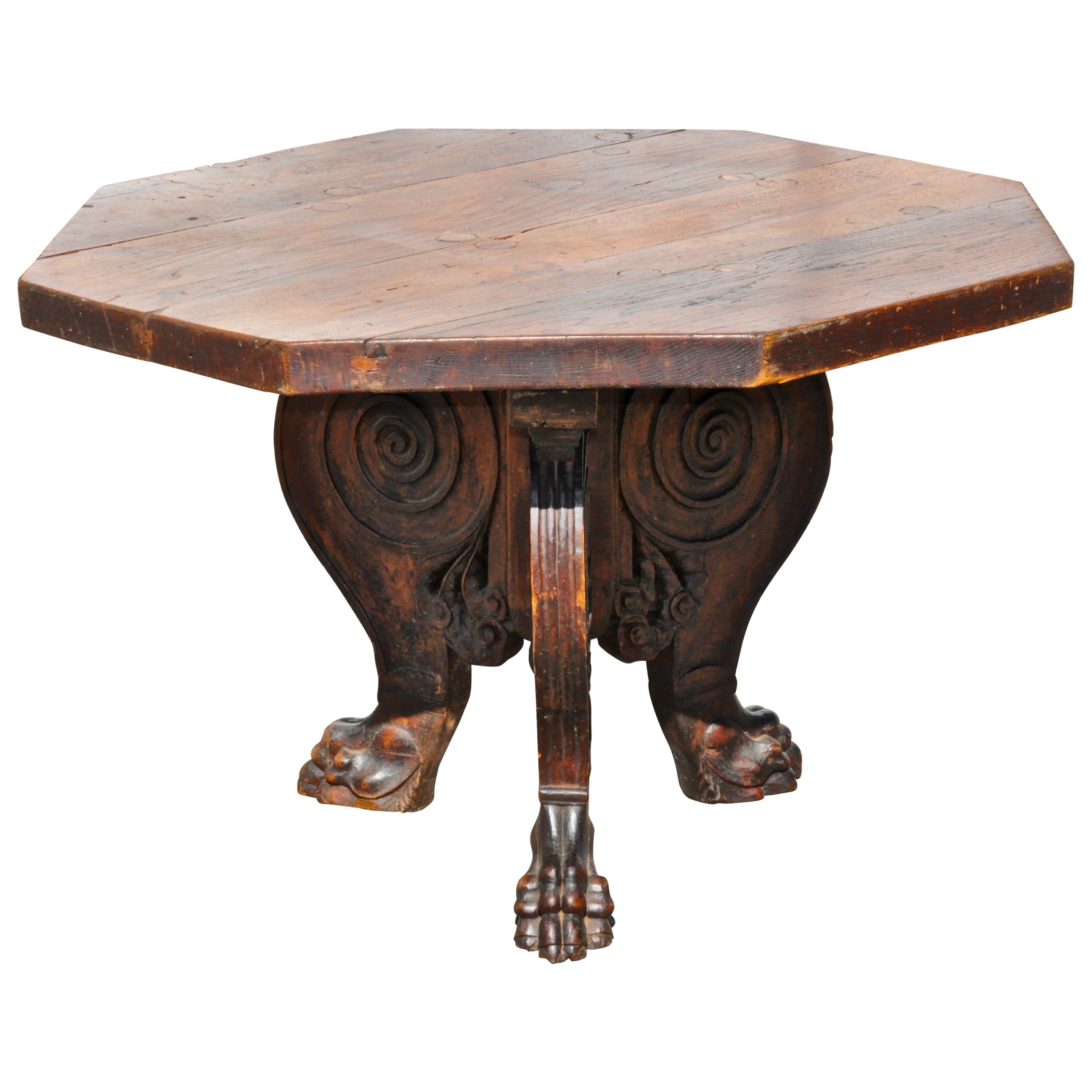 Italian Baroque Renaissance Walnut Centre Table