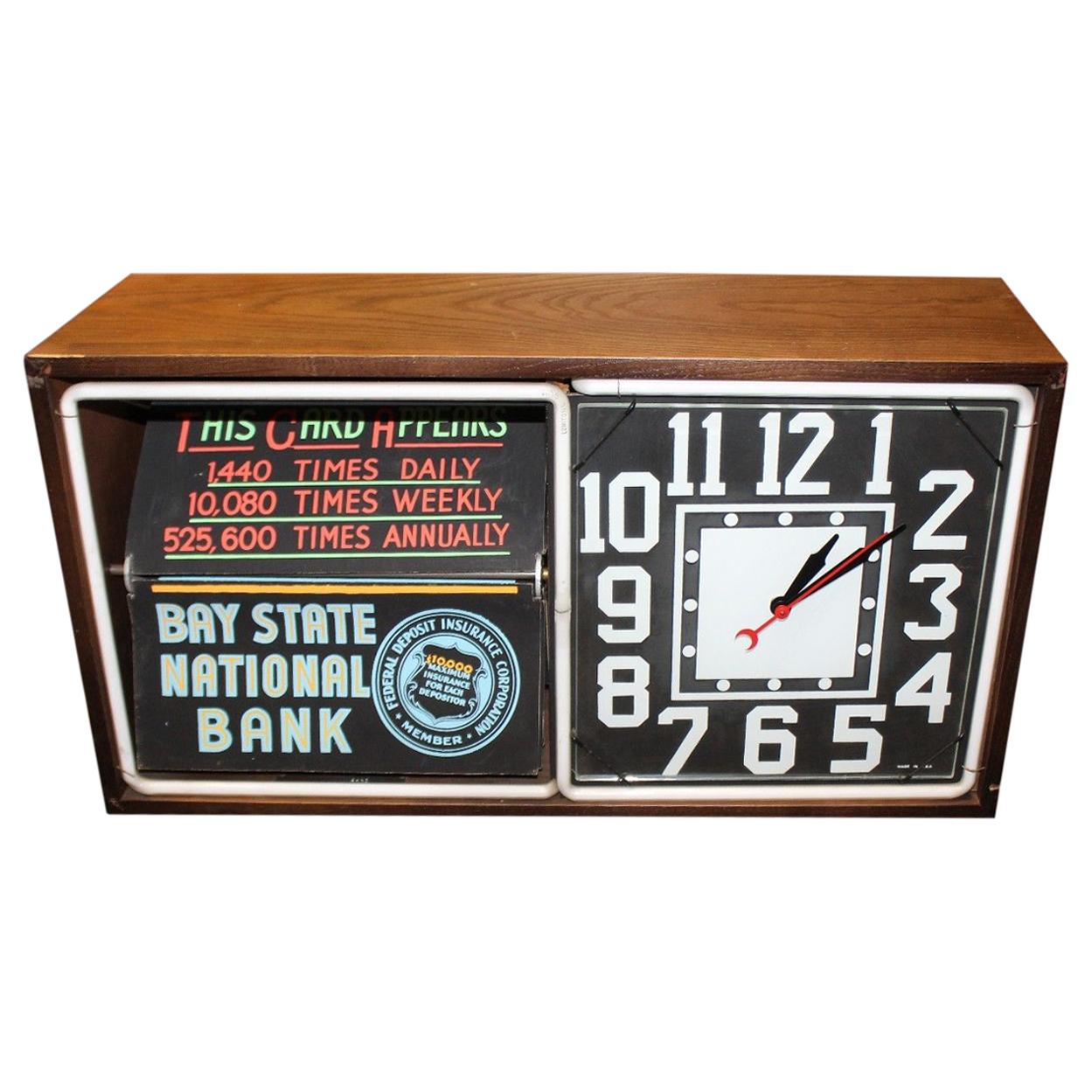 1950s Action Ad Electric Neon Rotating Advertising Clock For Sale