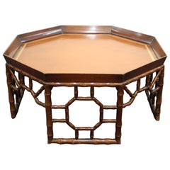 Baker Furniture Hollywood Regency Faux Bamboo Hexagonal Coffee Table