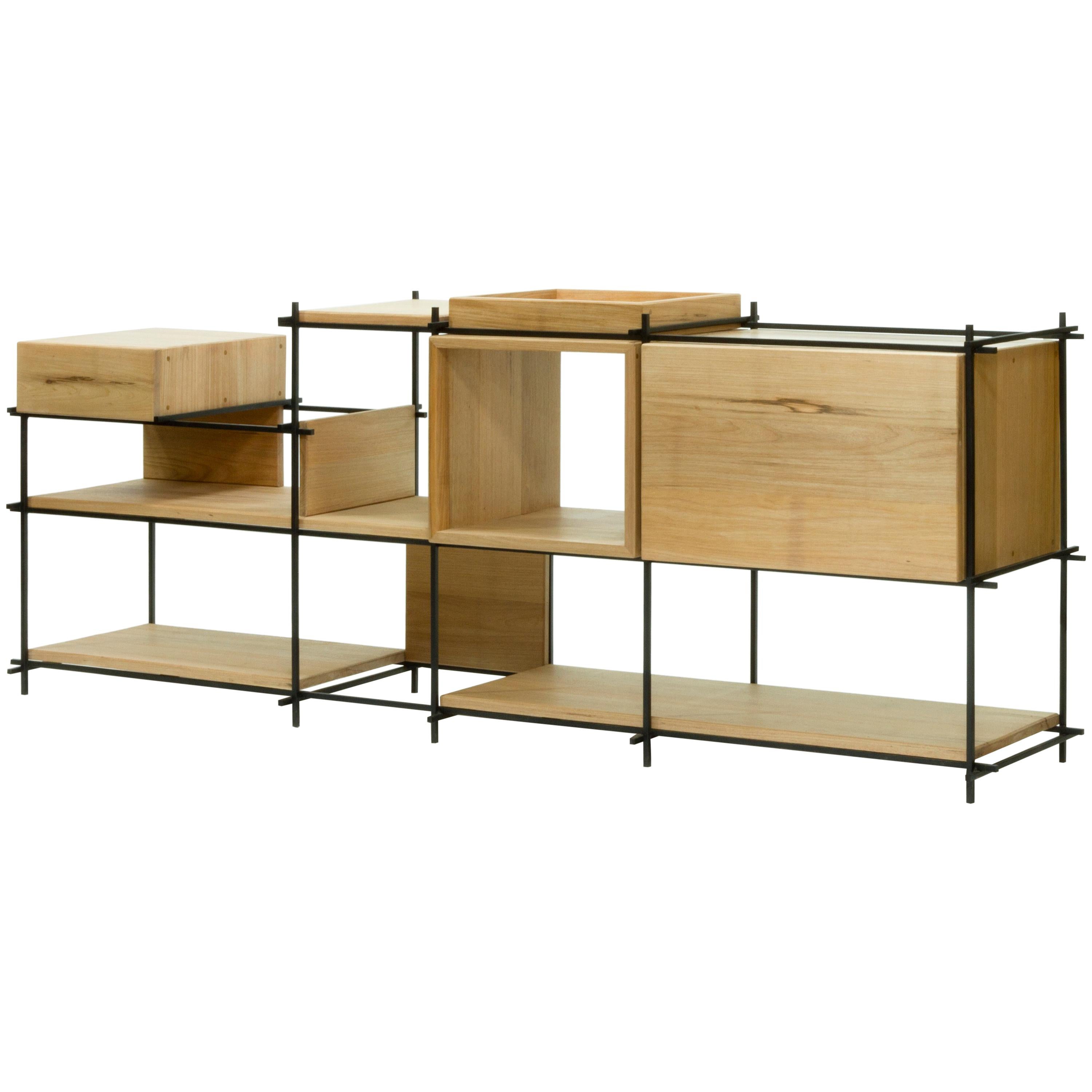 Sideboard in Hardwood and Steel, Brazilian Contemporary Design by O Formigueiro For Sale