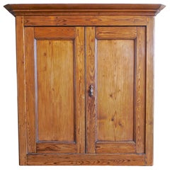 Antique French XIX Stained Pinewood Linen Cupboard or Buffet