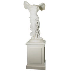Marble Figure on Custom Wood Stand La Victoire de Samothrace or Winged Victory